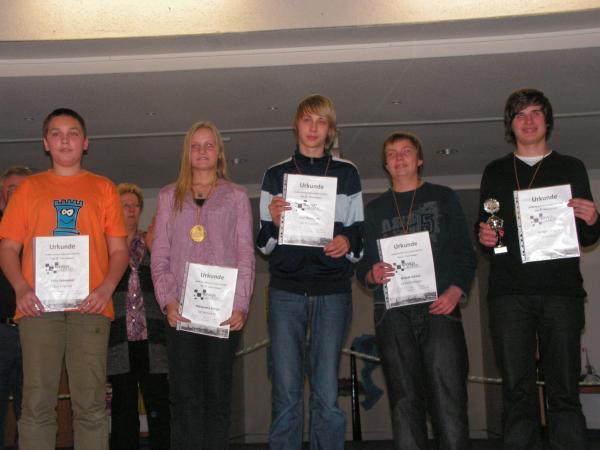 U14 - v.l.n.r.: 5. Felix Schmekel, 4. Alexandra Klinge, 3. Karl Bardosch, 2. Henrik Scheel, 1. Gregor Siegert